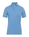 Fedeli Man Polo Shirt Azure Size 48 Cotton In Blue