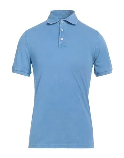 Fedeli Man Polo Shirt Azure Size 48 Cotton In Blue