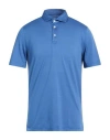 Fedeli Man Polo Shirt Blue Size 38 Organic Cotton In Blue