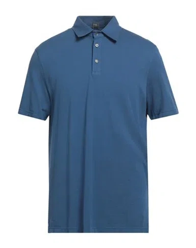 Fedeli Man Polo Shirt Blue Size 44 Cotton