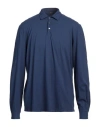 Fedeli Man Polo Shirt Blue Size 48 Cotton, Elastane