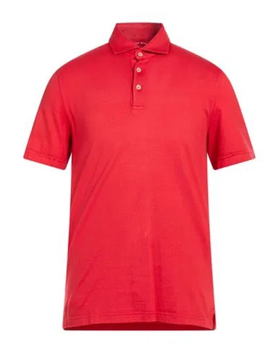 Fedeli Man Polo Shirt Brick Size 48 Organic Cotton In Red