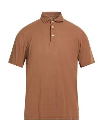 Fedeli Man Polo Shirt Brown Size 40 Cotton