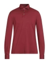 Fedeli Man Polo Shirt Burgundy Size 40 Organic Cotton In Red