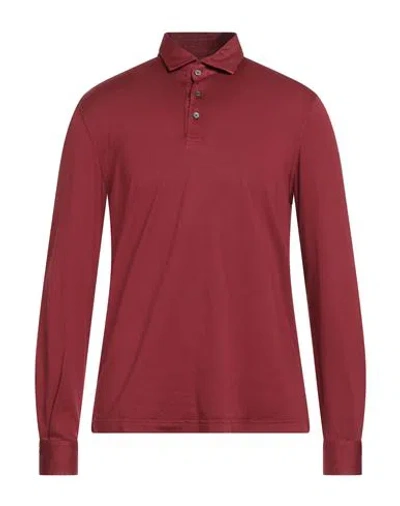 Fedeli Man Polo Shirt Burgundy Size 40 Organic Cotton In Red
