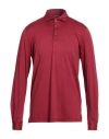 Fedeli Man Polo Shirt Burgundy Size 48 Organic Cotton In Red