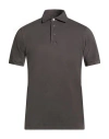 Fedeli Man Polo Shirt Charcoal Size 38 Cotton In Brown