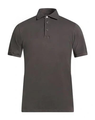 Fedeli Man Polo Shirt Charcoal Size 38 Cotton In Brown