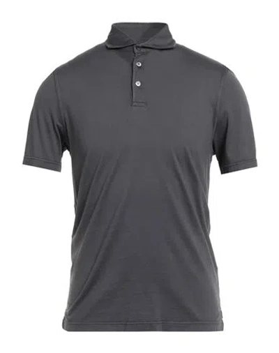 Fedeli Man Polo Shirt Charcoal Size 46 Cotton In Black