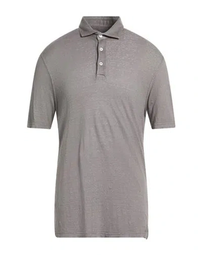 Fedeli Man Polo Shirt Charcoal Size 50 Linen, Elastane In Gray