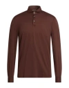 Fedeli Man Polo Shirt Chocolate Brown Size 40 Organic Cotton