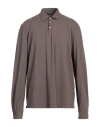 Fedeli Long Sleeve Polo In Brown