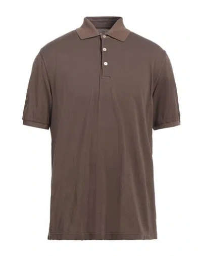 Fedeli Man Polo Shirt Chocolate Brown Size 48 Cotton