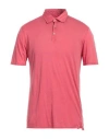 Fedeli Man Polo Shirt Coral Size 40 Cotton In Red