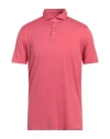 Fedeli Man Polo Shirt Coral Size 40 Cotton In Red