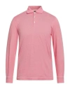 Fedeli Man Polo Shirt Coral Size 42 Cotton In Pink