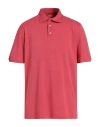 Fedeli Man Polo Shirt Coral Size 48 Cotton In Red