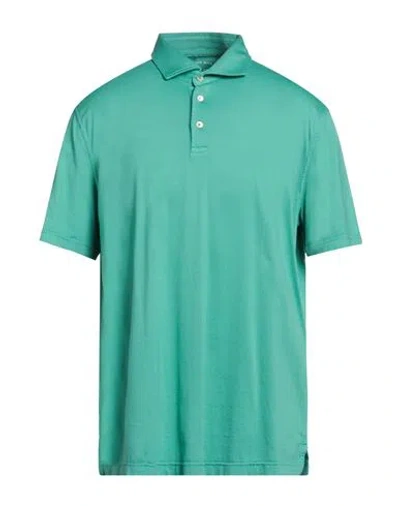 Fedeli Man Polo Shirt Emerald Green Size 50 Organic Cotton In Green