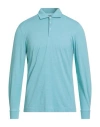 Fedeli Man Polo Shirt Green Size 38 Cotton In Blue