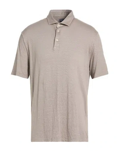 Fedeli Man Polo Shirt Grey Size 50 Linen, Elastane In Green