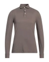 Fedeli Long Sleeve Polo In Brown