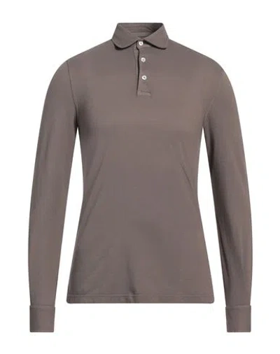 Fedeli Man Polo Shirt Khaki Size 40 Cotton In Beige