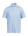Fedeli Man Polo Shirt Light Blue Size 40 Cotton In Blue