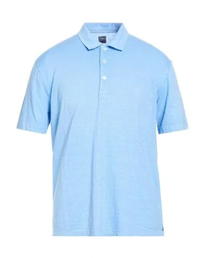 Fedeli Man Polo Shirt Light Blue Size 44 Linen, Elastane