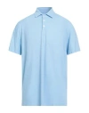 Fedeli Man Polo Shirt Light Blue Size 46 Cotton, Elastane