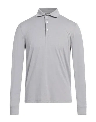 Fedeli Man Polo Shirt Light Grey Size 44 Cotton, Nylon, Elastane In Gray