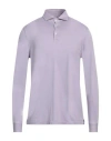 Fedeli Man Polo Shirt Lilac Size 40 Cotton, Organic Cotton In Purple