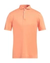 Fedeli Man Polo Shirt Mandarin Size 40 Organic Cotton In Salmon Pink