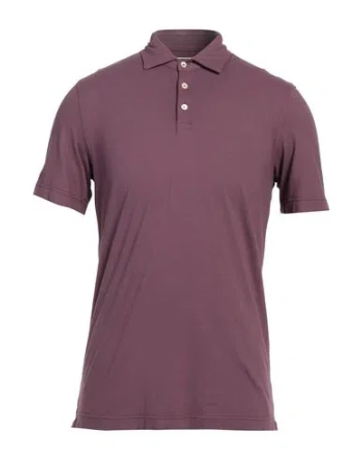 Fedeli Man Polo Shirt Mauve Size 38 Cotton, Elastane In Purple