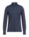 Fedeli Man Polo Shirt Midnight Blue Size 40 Cotton, Organic Cotton