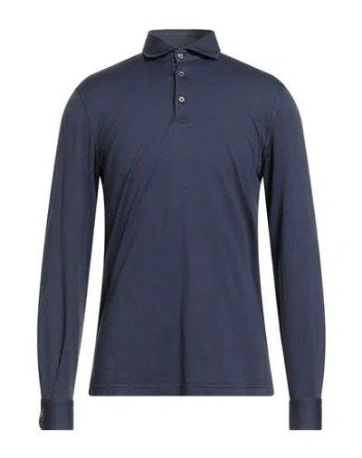 Fedeli Man Polo Shirt Midnight Blue Size 40 Cotton, Organic Cotton