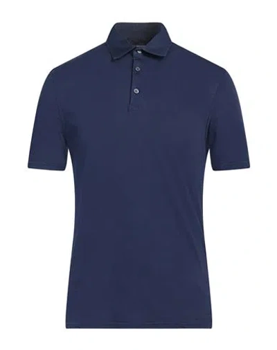 Fedeli Man Polo Shirt Midnight Blue Size 42 Cotton In Blue