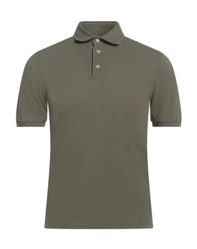 Fedeli Man Polo Shirt Military Green Size 36 Cotton