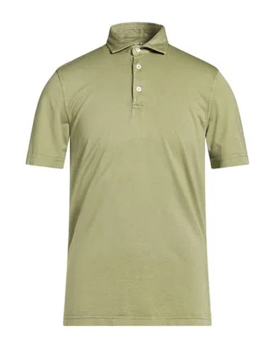 Fedeli Man Polo Shirt Military Green Size 38 Organic Cotton