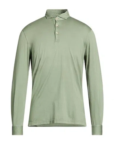 Fedeli Man Polo Shirt Military Green Size 40 Cotton