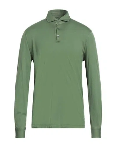 Fedeli Man Polo Shirt Military Green Size 40 Cotton, Organic Cotton