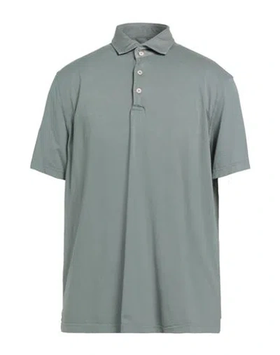 Fedeli Man Polo Shirt Military Green Size 50 Cotton In Gray