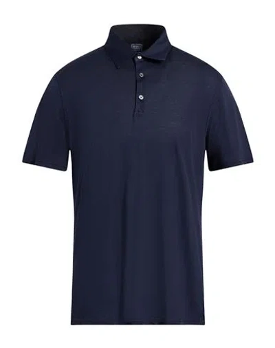 Fedeli Man Polo Shirt Navy Size 40 Cotton In Blue