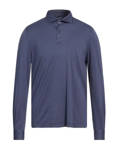 Fedeli Man Polo Shirt Navy Size 40 Organic Cotton In Blue
