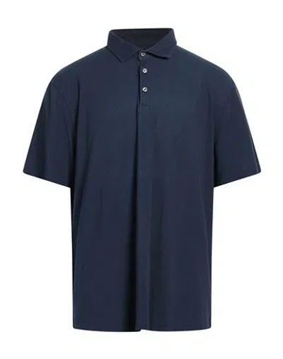 Fedeli Man Polo Shirt Navy Size 50 Cotton In Blue