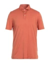 Fedeli Man Polo Shirt Rust Size 50 Cotton In Orange