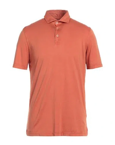 Fedeli Man Polo Shirt Orange Size 38 Cotton