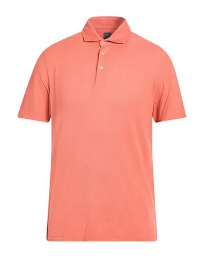 Fedeli Man Polo Shirt Orange Size 40 Cotton In Pink