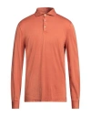 Fedeli Man Polo Shirt Orange Size 42 Cotton, Organic Cotton