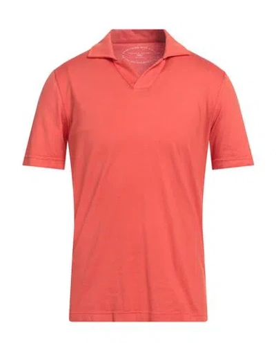 Fedeli Man Polo Shirt Orange Size 42 Organic Cotton