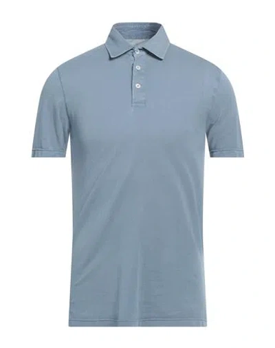 Fedeli Man Polo Shirt Pastel Blue Size 38 Cotton In Blue